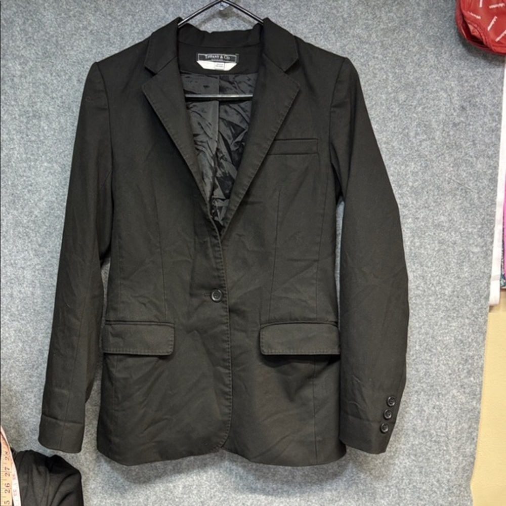 Tiffany & Co. viscose blend one button Black with pockets lined Blazer jacket
